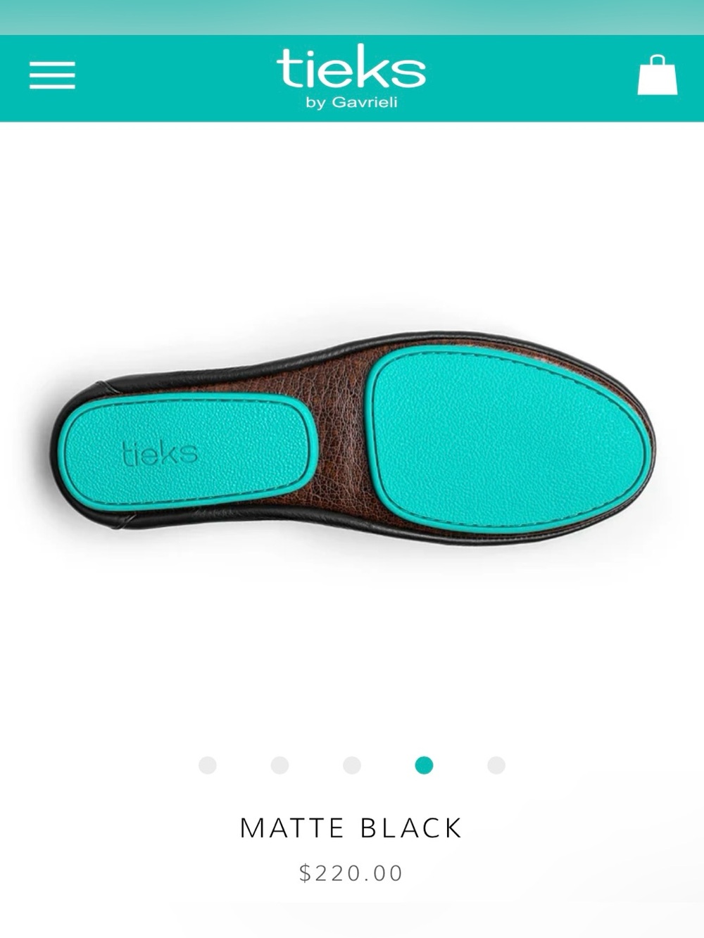 Tieks Matte Black Leather Ballet Flat with Teal Sole Accent size 6 - Picture 8 of 9